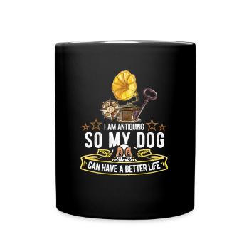Antiques Antique Dealer Dog - Full Colour Mug - black - Front