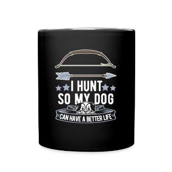 Bowhunting Bow Hunter Dog - Full Colour Mug - black - Front