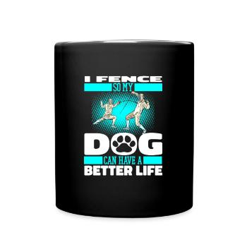 Fencing Fencing Dog - Full Colour Mug - black - Front