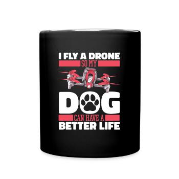 Drone Quadcopter Dog - Full Colour Mug - black - Front