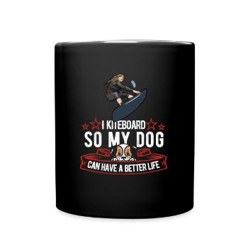 Kitesurfer Kitesurfen Kiten Kitesurfing Hund - Tasse einfarbig - Schwarz - Vorne