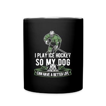 Eishockey Hund - Tasse einfarbig - Schwarz - Vorne