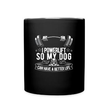 Powerlifting Powerlifter Hund - Tasse einfarbig - Schwarz - Vorne