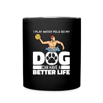 Wasserball Wasserballer Hund - Tasse einfarbig - Schwarz - Vorne