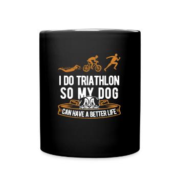 Triathlon Triathlete Dog - Full Colour Mug - black - Front