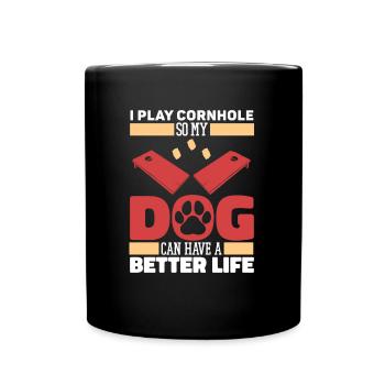 Cornhole Sackloch Spiel Hund - Tasse einfarbig - Schwarz - Vorne