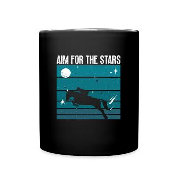 Saut d’obstacles Visez pour les étoiles Chevaux Saut d’obstacles - Mug uni - noir - Devant