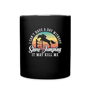 Saut d’obstacles Je ne peux pas avoir une journée Équitation rétro - Mug uni - noir - Devant
