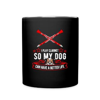 Klarinette Klarinettist Hund - Tasse einfarbig - Schwarz - Vorne
