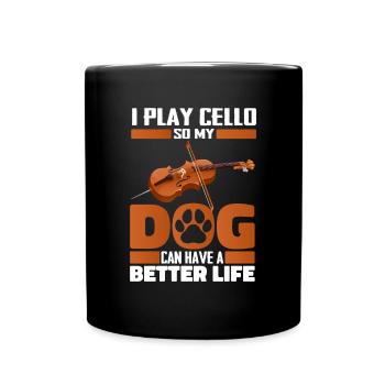 Cello Cellist Dog - Full Colour Mug - black - Front