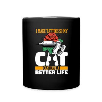 Tattoo Artist Tattoo Cat - Full Colour Mug - black - Front