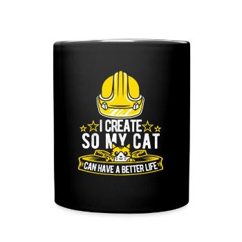Engineer Cat - Full Colour Mug - black - Front
