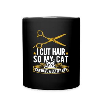 Barber Barbershop Cat - Full Colour Mug - black - Front