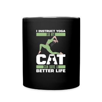 Yoga Teacher Yoga Instructor Cat - Full Colour Mug - black - Front