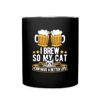 Hobby Brewer Beer Craft Beer Cat - Full Colour Mug - black - Front