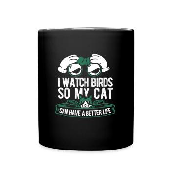 Chat ornithologue - Mug uni - noir - Devant