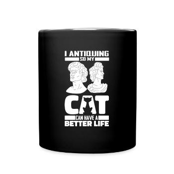 Antiques Antique Dealer Cat - Full Colour Mug - black - Front