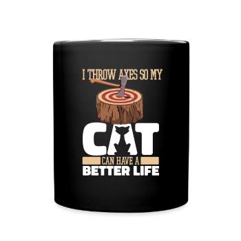 Axe Throwing Axe Thrower Cat - Full Colour Mug - black - Front