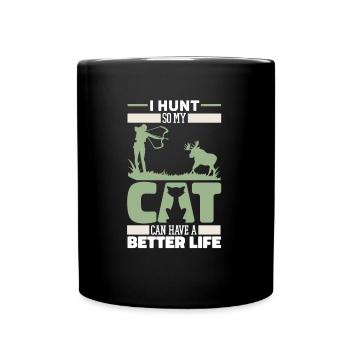 Bow Hunting Bow Hunter Cat - Full Colour Mug - black - Front