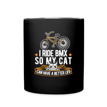 Bmx Bmx Biker Katze - Tasse einfarbig - Schwarz - Vorne