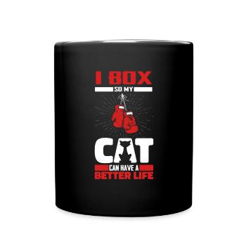 Boxen Boxer Katze - Tasse einfarbig - Schwarz - Vorne