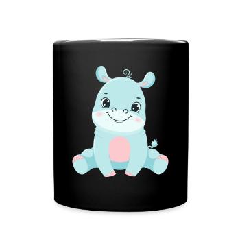 Hippo Family Mother Baby T-Shirt - Full Colour Mug - black - Front