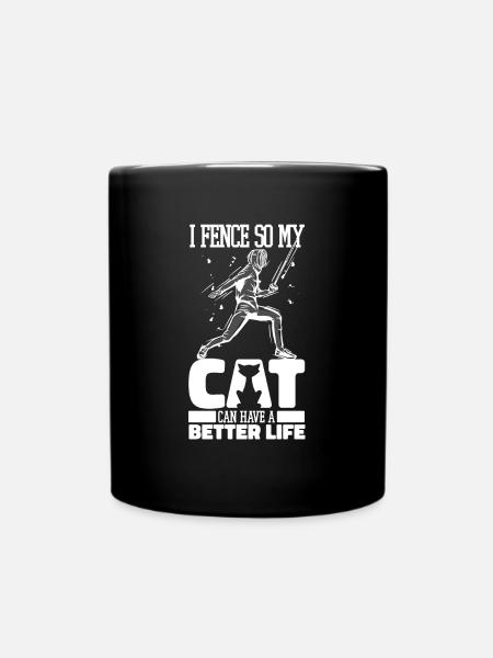 Fechten Fechter Katze - Tasse einfarbig - Schwarz