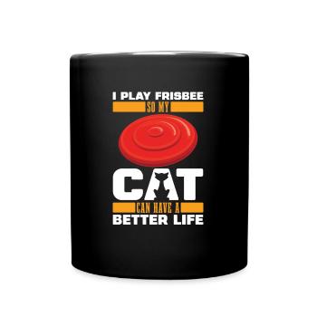 Chat frisbee - Mug uni - noir - Devant
