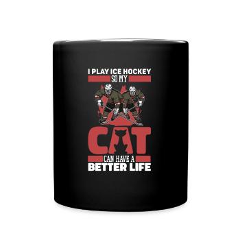 Chat de hockey sur glace - Mug uni - noir - Devant