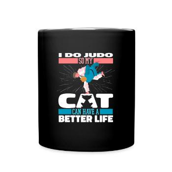 Judoka Katze - Tasse einfarbig - Schwarz - Vorne