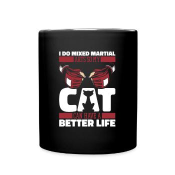 Mixed Martial Arts Katze - Tasse einfarbig - Schwarz - Vorne