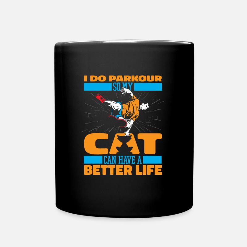 Parkour Katze - Tasse einfarbig - Schwarz