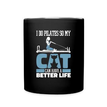 Pilates cat - Full Colour Mug - black - Front