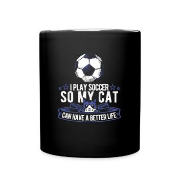 Football Footballer Cat - Full Colour Mug - black - Front