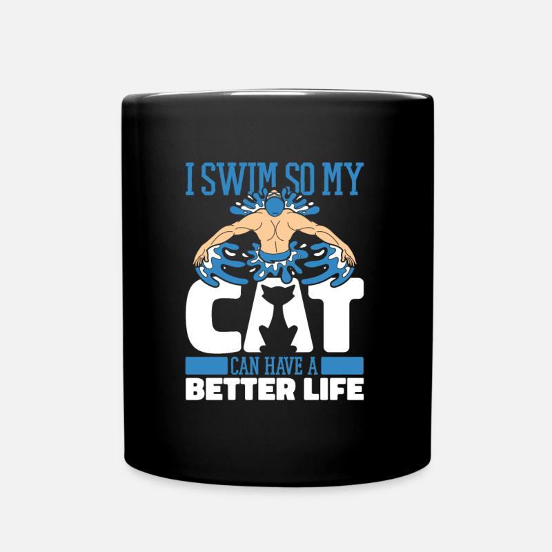 Natation Nageur Chat - Mug uni - noir