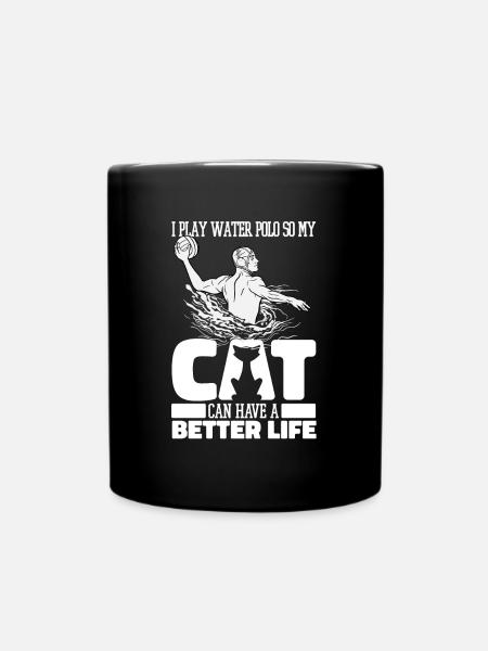 Wasserball Wasserballer Katze - Tasse einfarbig - Schwarz