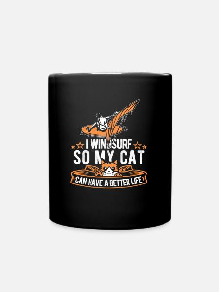 Windsurfing Windsurfer Cat - Full Colour Mug - black