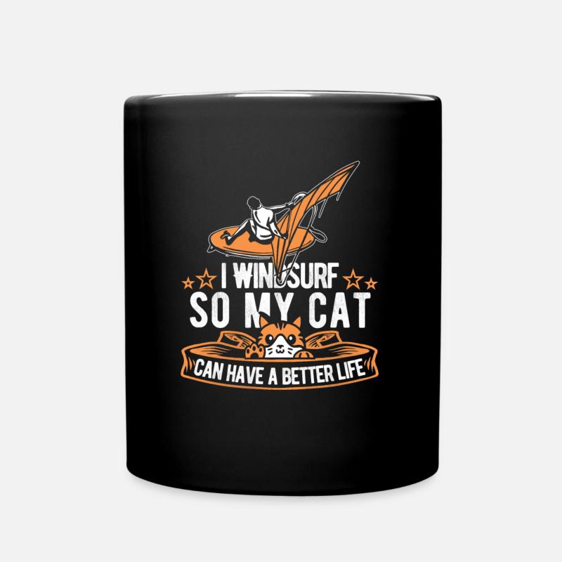 Windsurfing Windsurfer Cat - Full Colour Mug - black