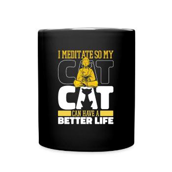 Meditation Meditate Cat - Full Colour Mug - black - Front