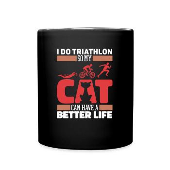 Triathlon Triathlete Cat - Full Colour Mug - black - Front