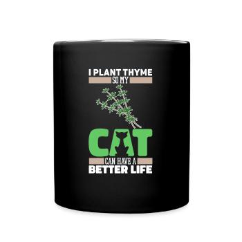 Thyme Herb Cat - Full Colour Mug - black - Front