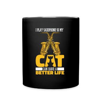 Saxophone Saxophone Cat - Mug uni - noir - Devant