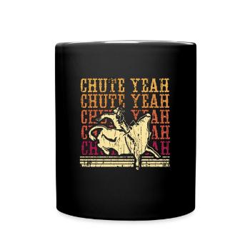 Bull Riding Chute Yeah Retro Cowboy Bull Rider - Tasse einfarbig - Schwarz - Vorne