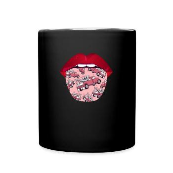 Abschleppdienst Abschlepper Zunge - Tasse einfarbig - Schwarz - Vorne