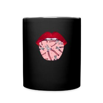 Electrician Electronics Technician Tongue - Full Colour Mug - black - Front