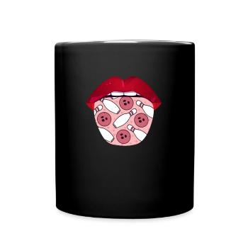 Bowling Bowlen Bowler Zunge - Tasse einfarbig - Schwarz - Vorne