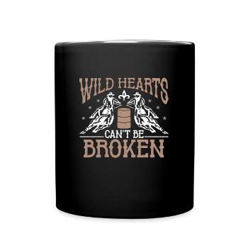 Barrel Racing Wild Hearts Can't Be Western Riding - Full Colour Mug - black - Front