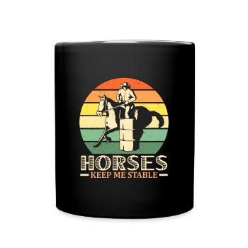 Barrel Racing Horses Keep Me Stable Retro Cowboy - Tasse einfarbig - Schwarz - Vorne