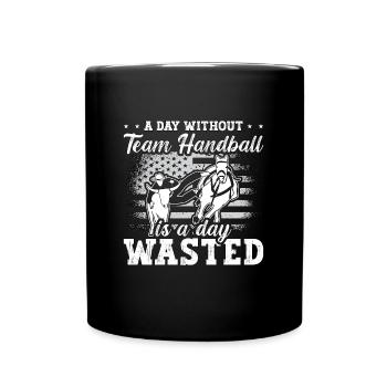 Steer Wrestling Une journée sans rodéo de handball par équipe - Mug uni - noir - Devant