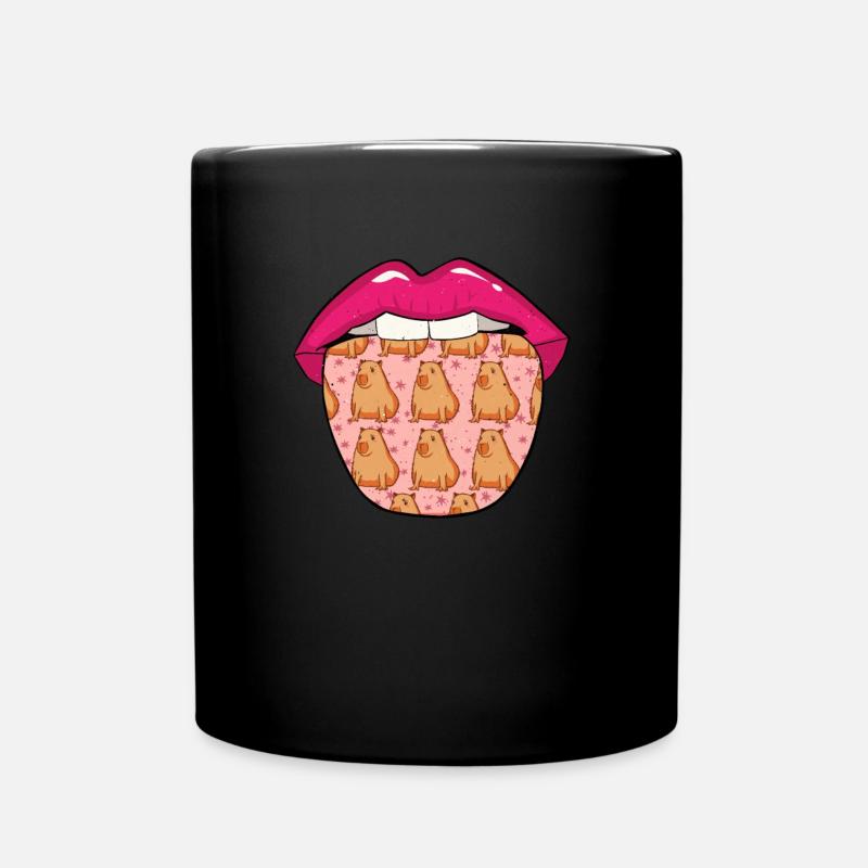 Capybara capybara tongue - Full Colour Mug - black